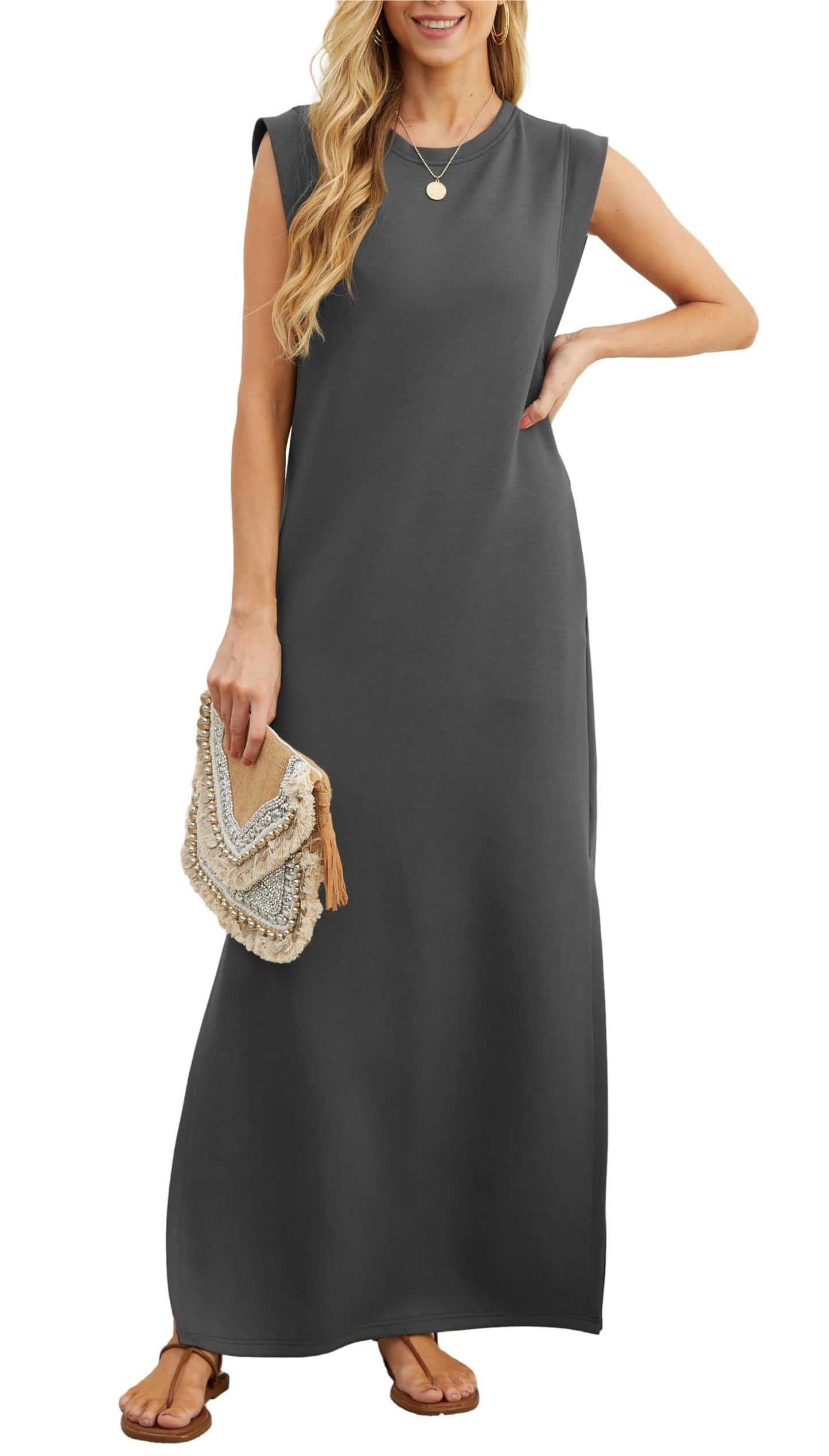 Ärmelloses Maxikleid mit Taschen für Sommerkomfort und Bewegungsfreiheit
