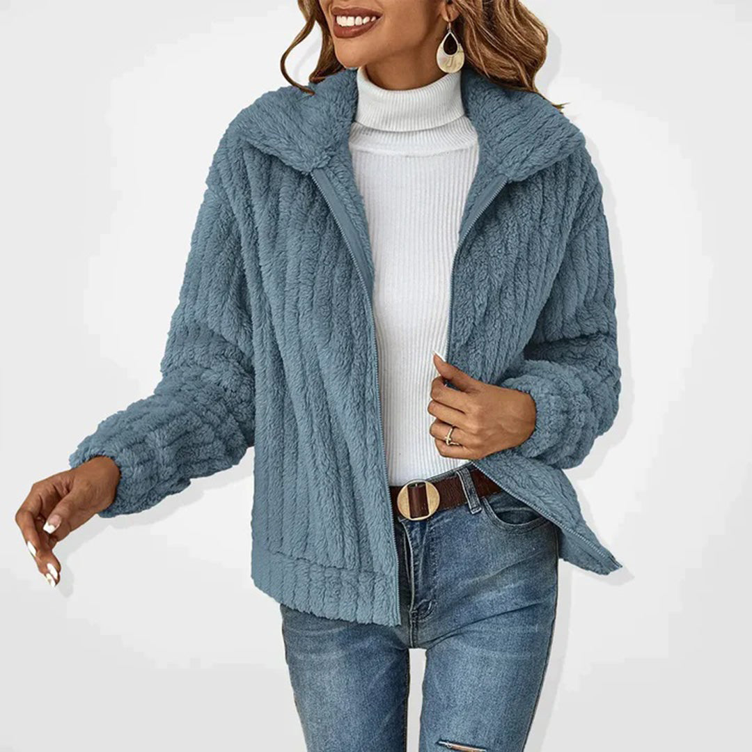 Kuschelige Damen Fleece Weste mit Reißverschluss und Stehkragen