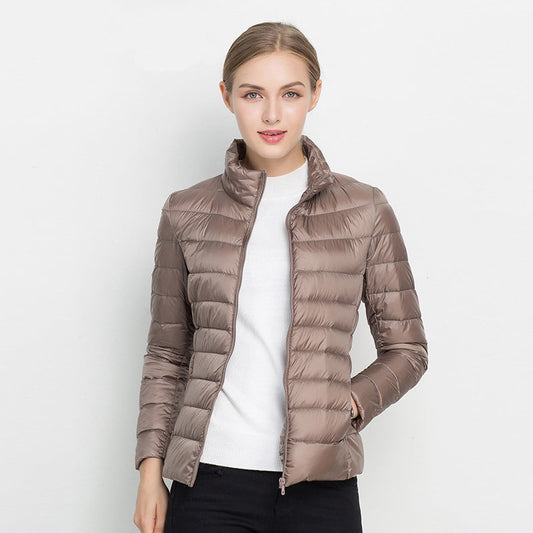 Leichte Damen-Daunenjacke mit Stehkragen für Frühling und Übergangszeit