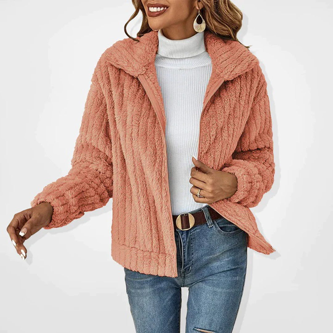 Kuschelige Damen Fleece Weste mit Reißverschluss und Stehkragen