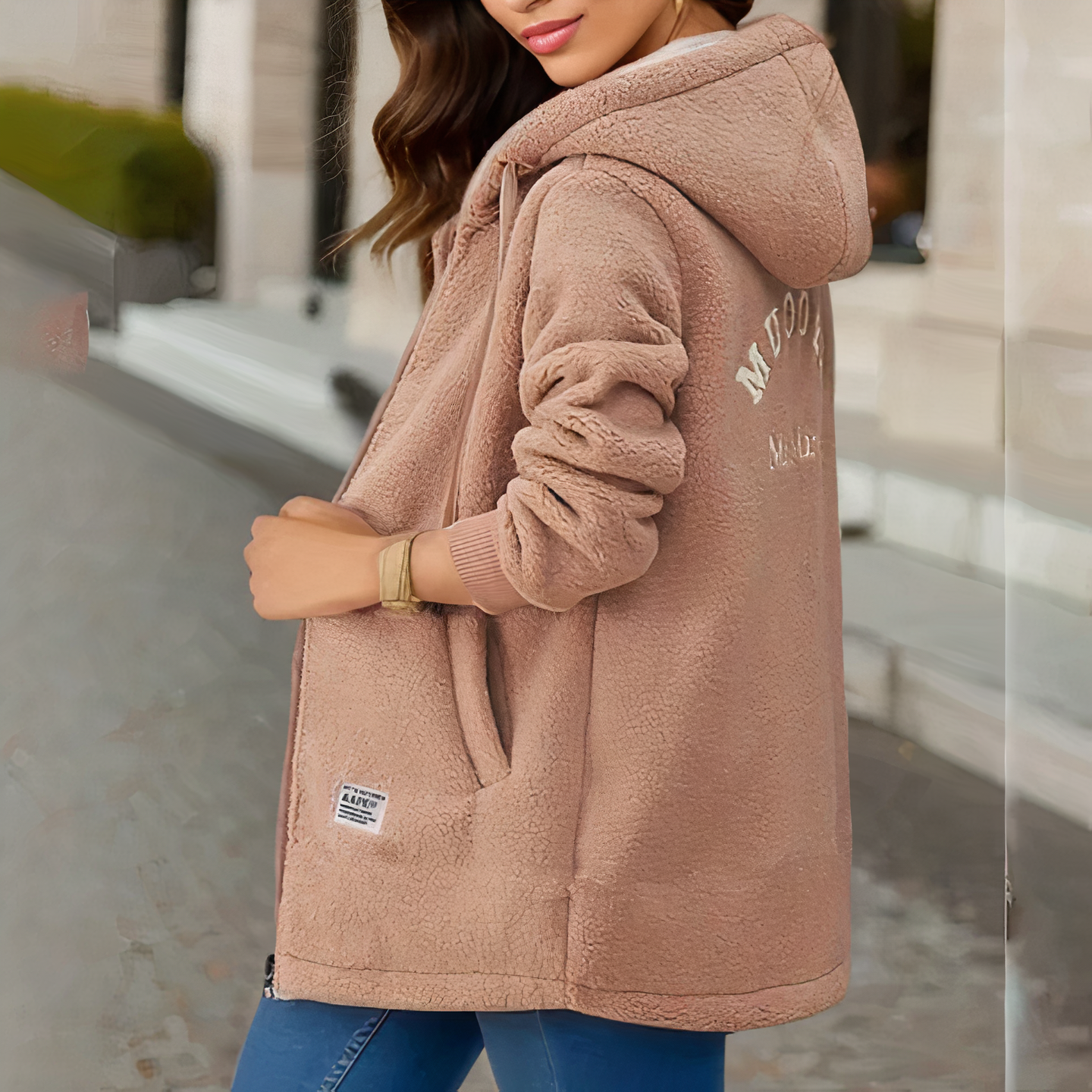 Damen Frühjahrs Fleecejacke mit Kapuze