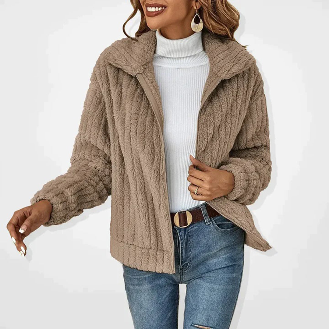 Kuschelige Damen Fleece Weste mit Reißverschluss und Stehkragen
