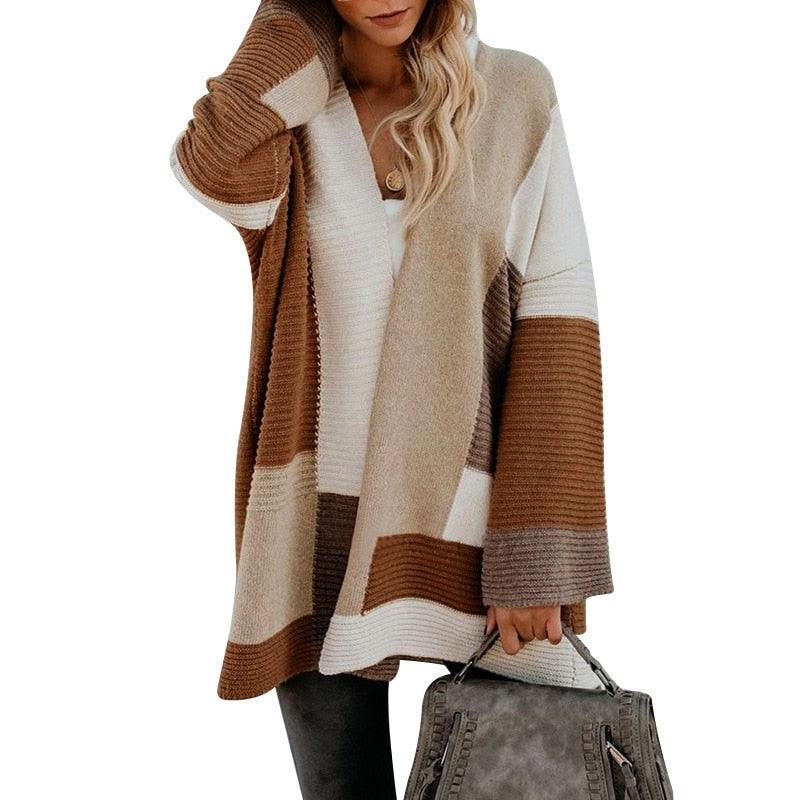 Damen Strickjacke mit Blockstreifen