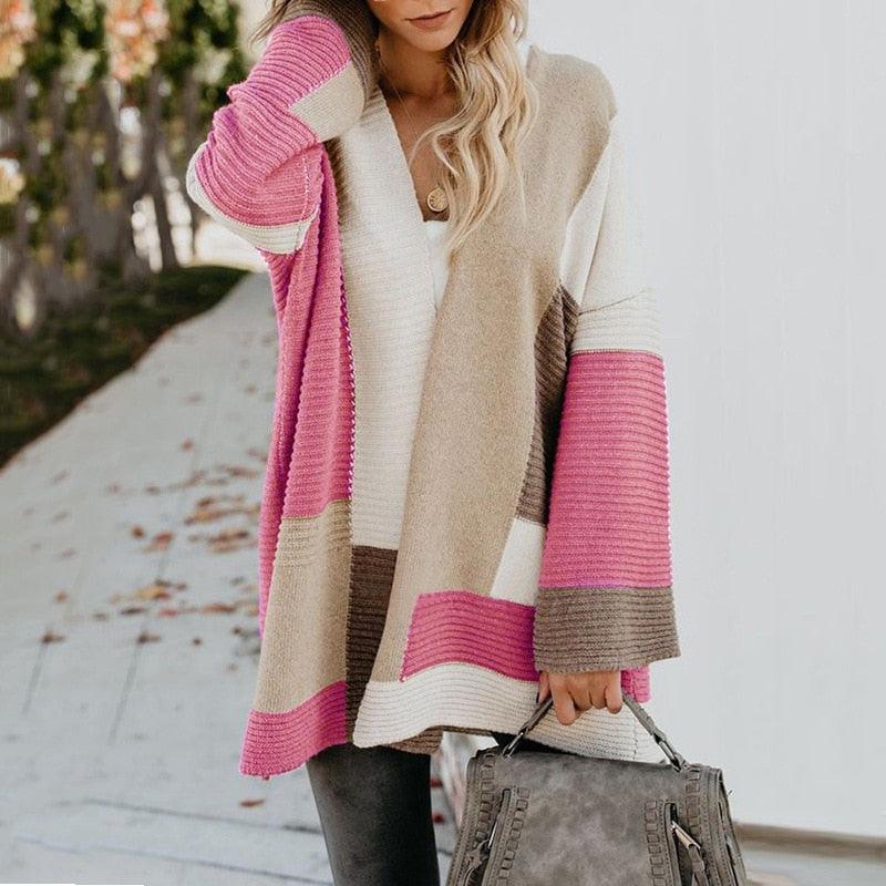 Damen Strickjacke mit Blockstreifen