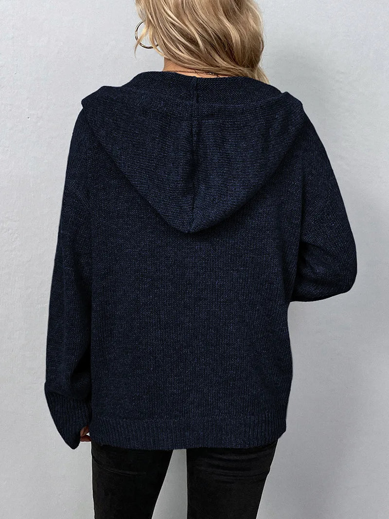 Gestrickter Damen Kapuzen-Cardigan für Alltag und Freizeit