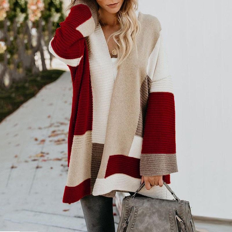 Damen Strickjacke mit Blockstreifen