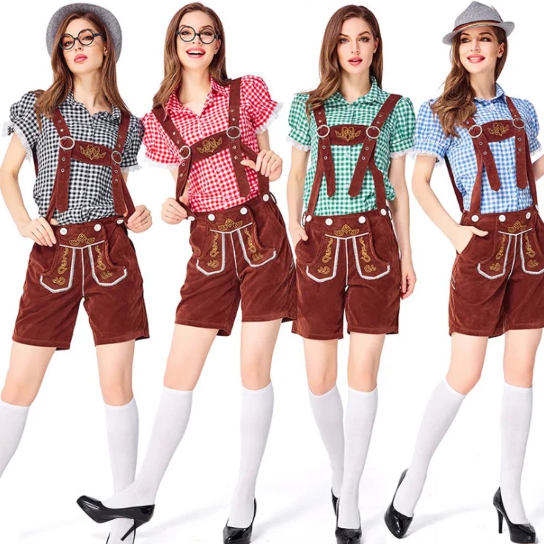 Freches Trachtenkostüm im Lederhosen-Stil für Damen – ideal fürs Oktoberfest