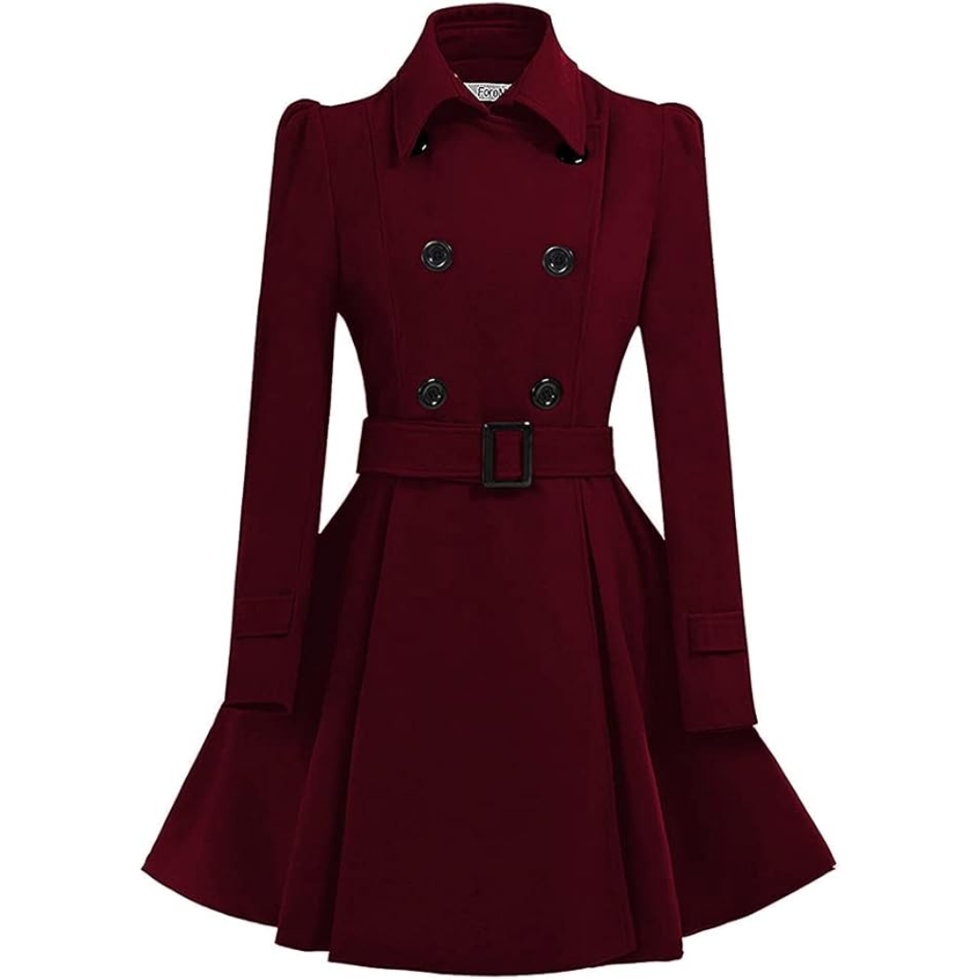 Doppelreihiger Woll-Peacoat mit Gürtel