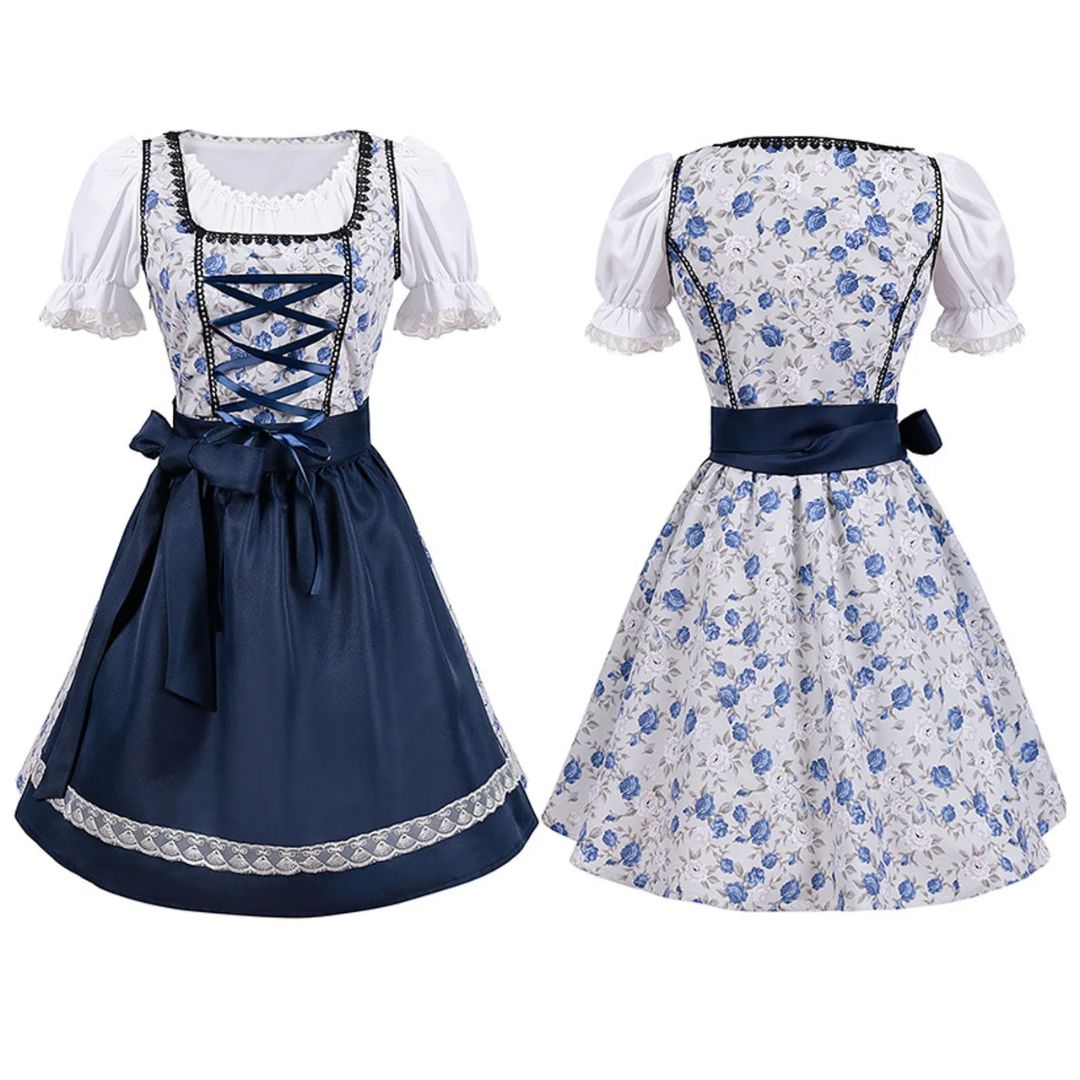Elegantes Dirndlkleid mit Schürze im traditionellen Oktoberfest-Look