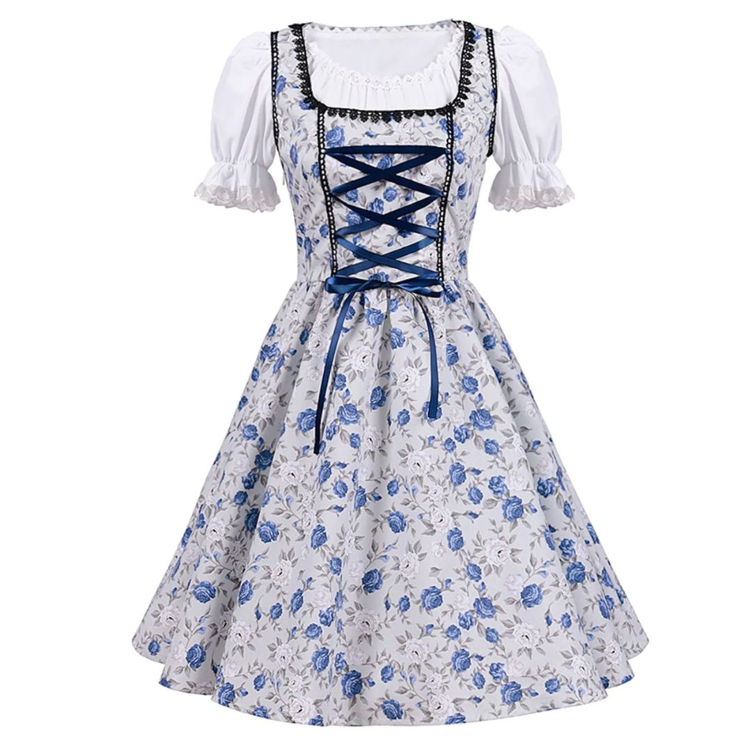 Elegantes Dirndlkleid mit Schürze im traditionellen Oktoberfest-Look