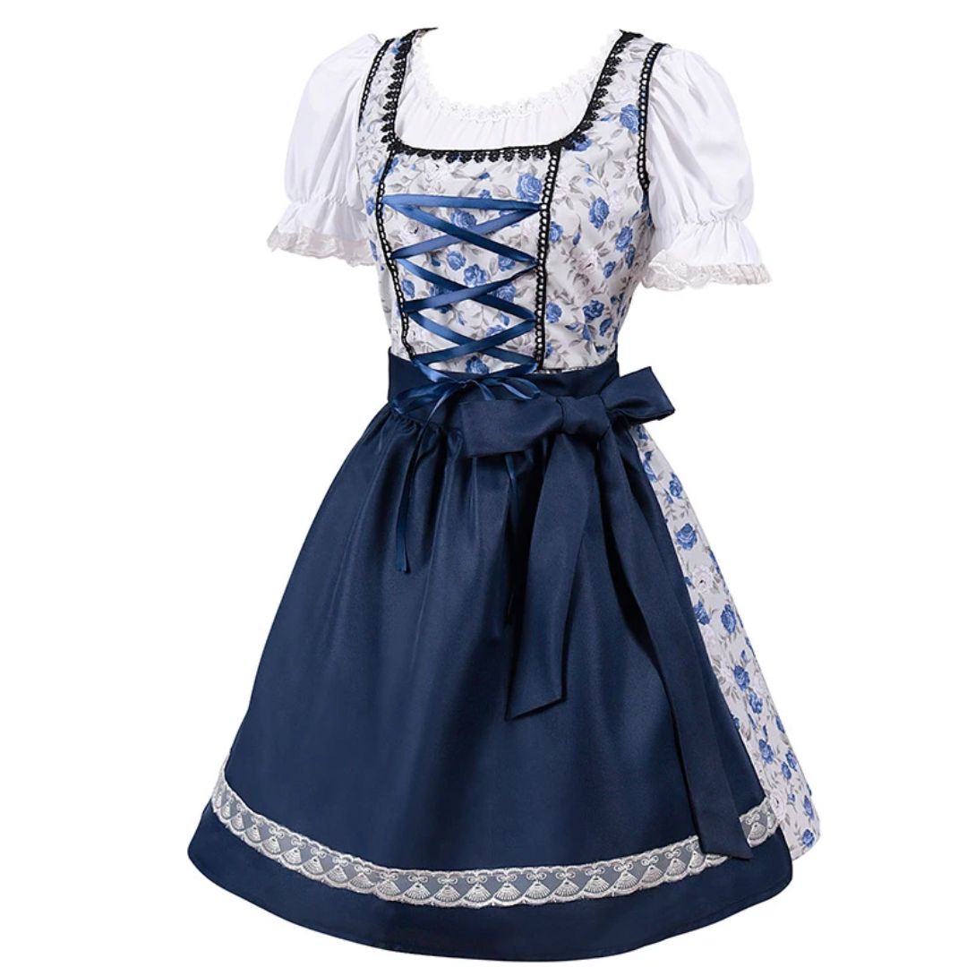 Elegantes Dirndlkleid mit Schürze im traditionellen Oktoberfest-Look