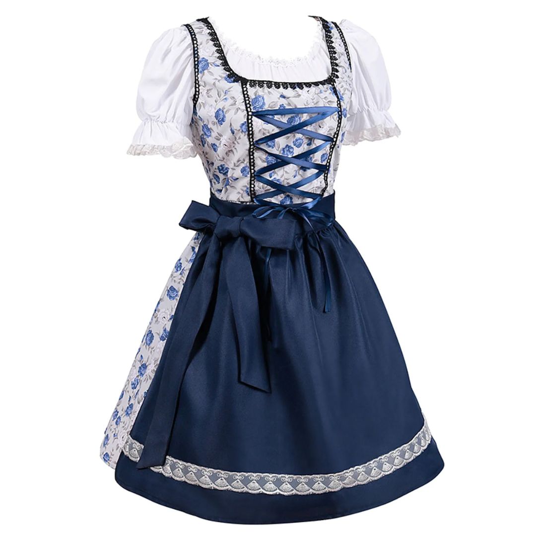 Elegantes Dirndlkleid mit Schürze im traditionellen Oktoberfest-Look