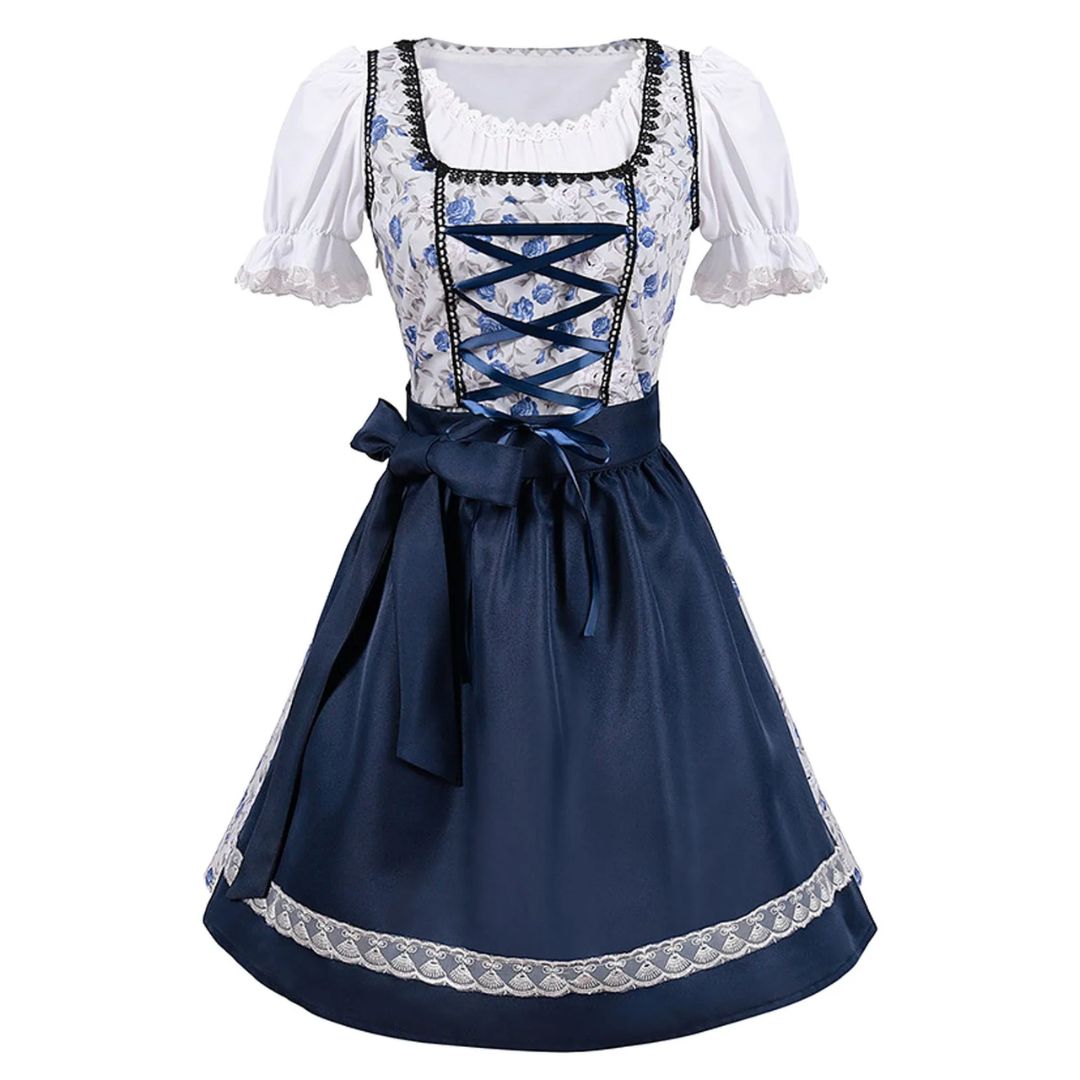 Elegantes Dirndlkleid mit Schürze im traditionellen Oktoberfest-Look