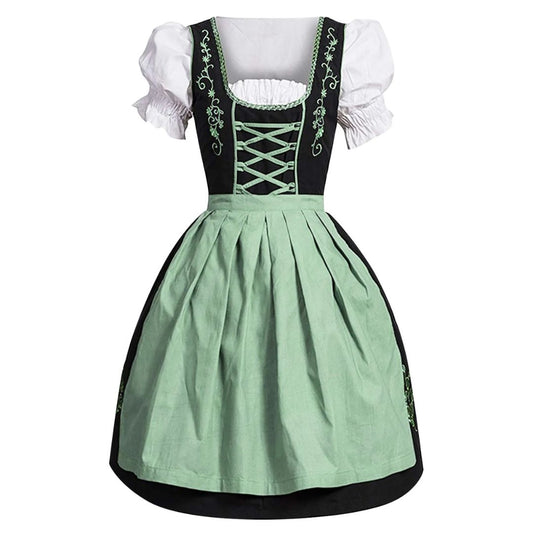 Traditionelles Dirndlkleid mit Schürze in bunten Farben