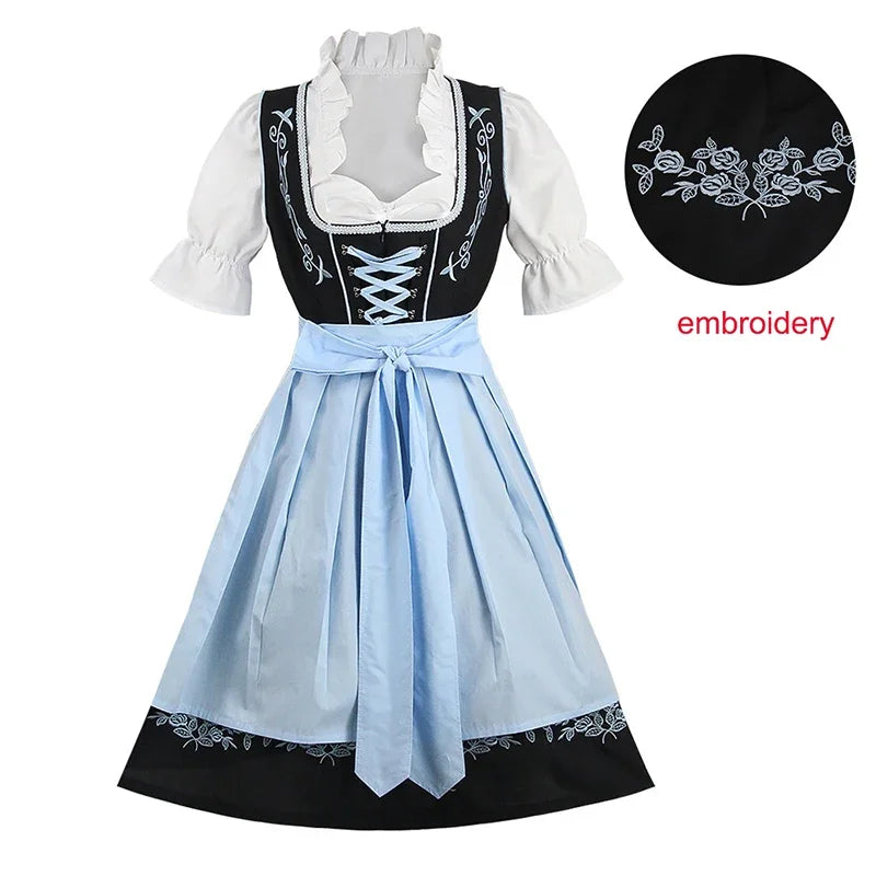 Traditionelles Dirndlkleid mit Schürze in Blau – ideal fürs Oktoberfest