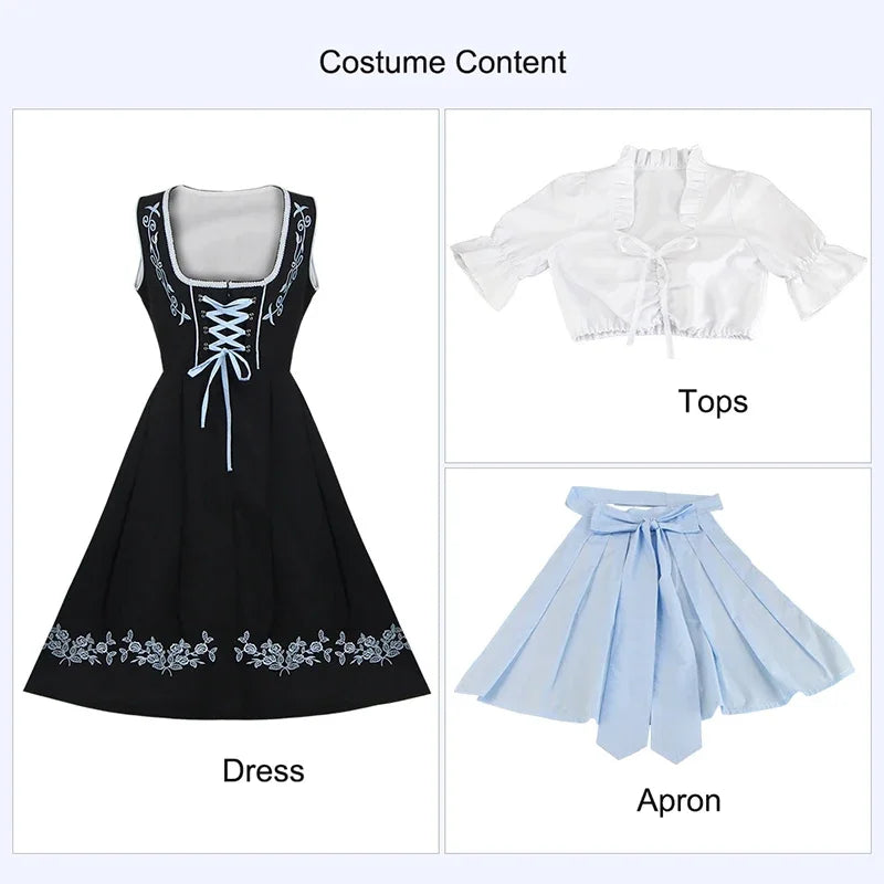 Traditionelles Dirndlkleid mit Schürze in Blau – ideal fürs Oktoberfest