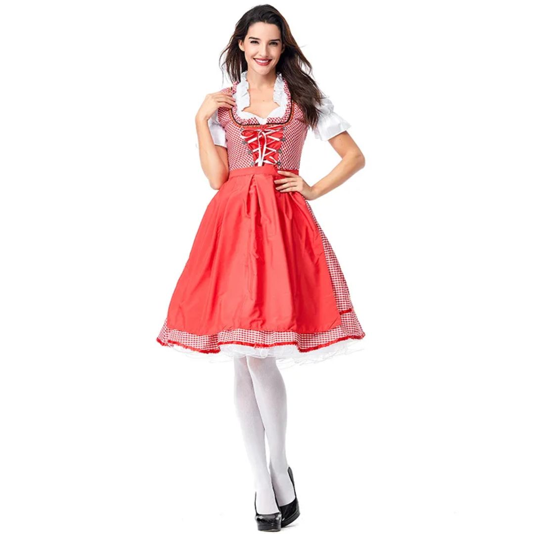 Dirndlkleid im roten Karodesign – perfekt fürs Oktoberfest