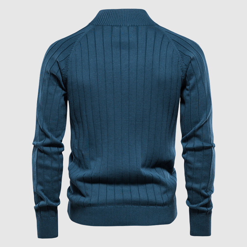 Herren Strickjacke mit Reißverschluss und Stehkragen für Frühling