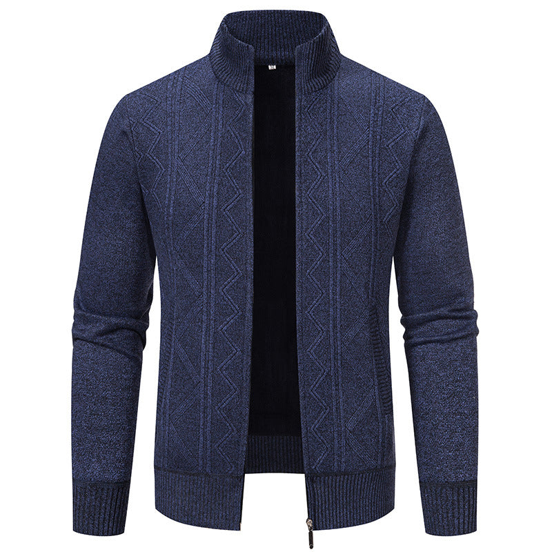 Herren Strickjacke mit Reißverschluss und Muster für Frühling