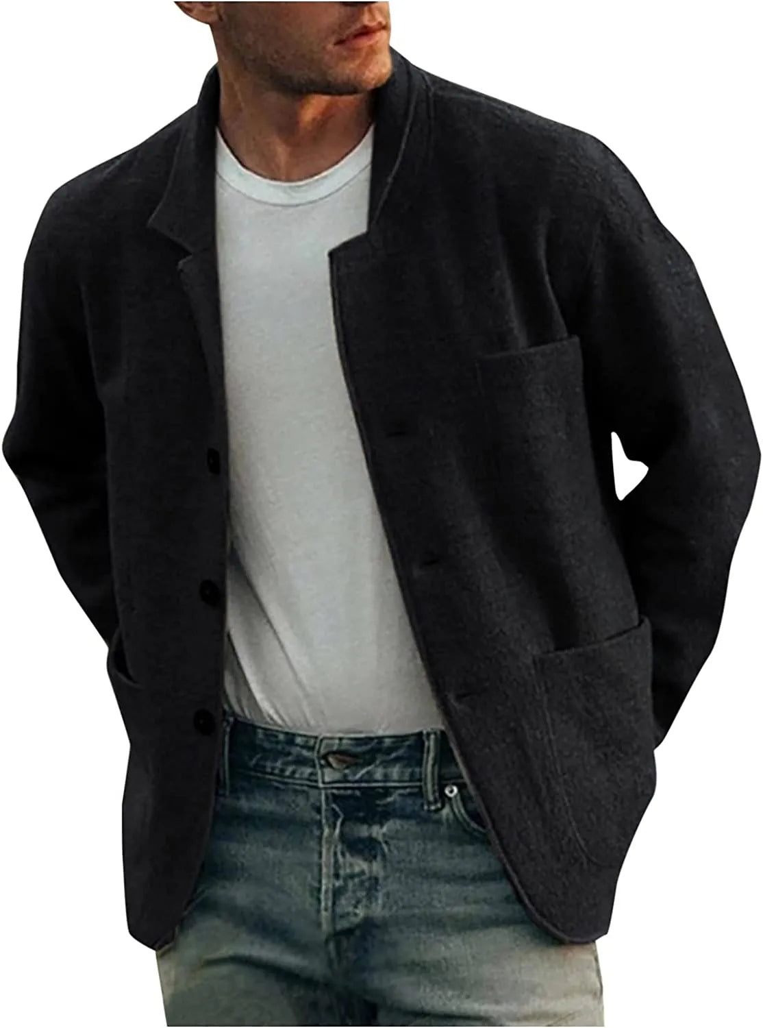 Herren Casual Blazer mit Knöpfen und aufgesetzten Taschen