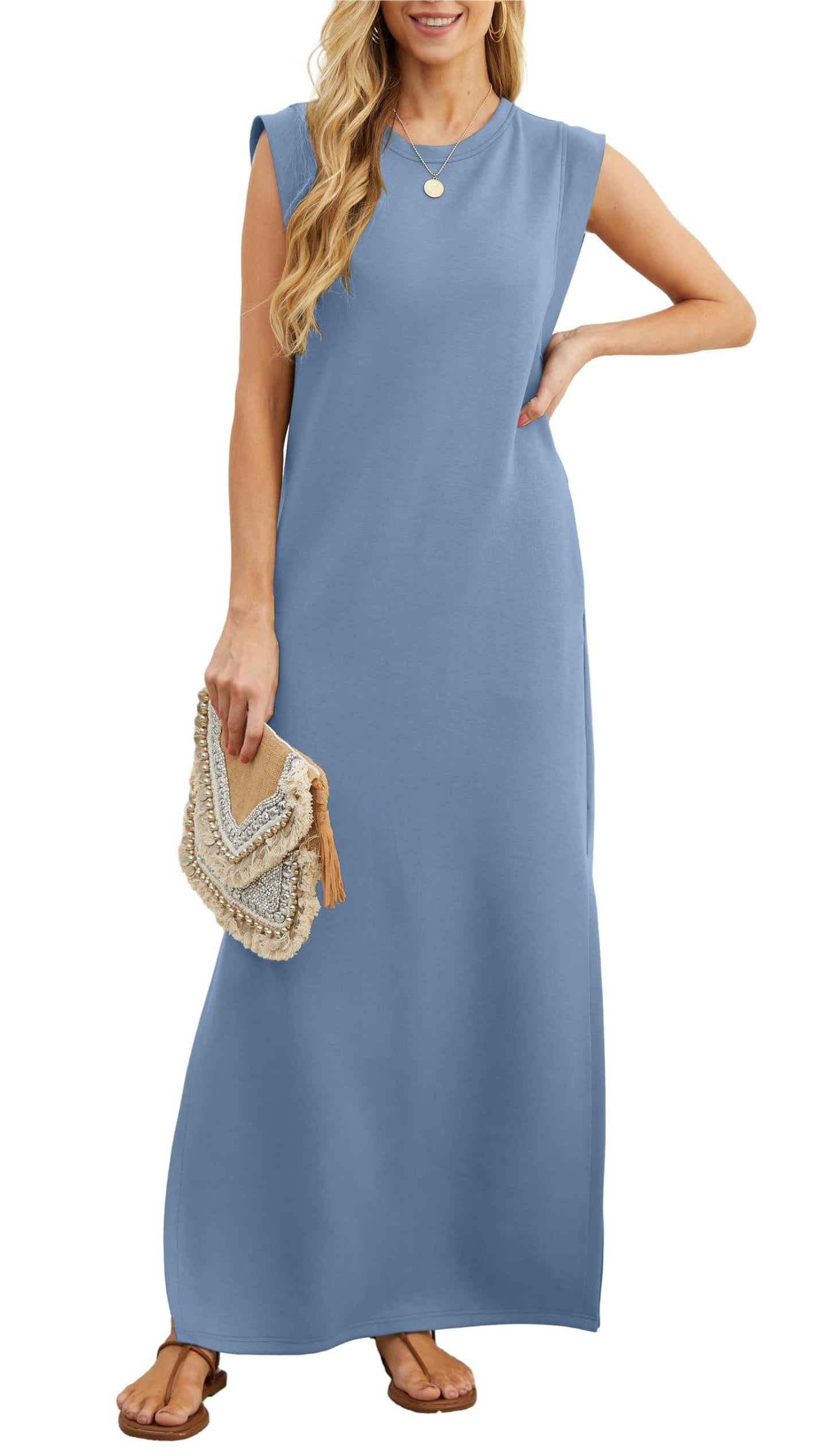 Ärmelloses Maxikleid mit Taschen für Sommerkomfort und Bewegungsfreiheit