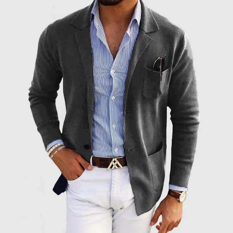 Herren Strickjacke mit Reverskragen und Taschen
