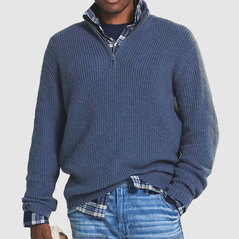 Herren Kaschmirpullover mit Reißverschluss warm weich bequem