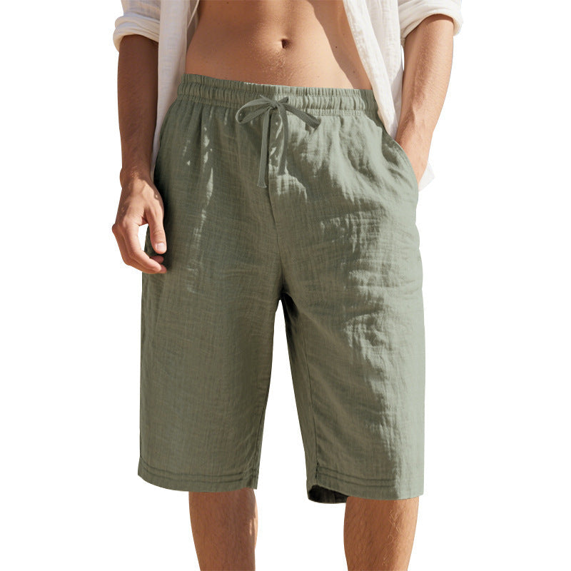 Herren Sommer-Shorts aus Baumwoll-Leinen mit elastischem Bund