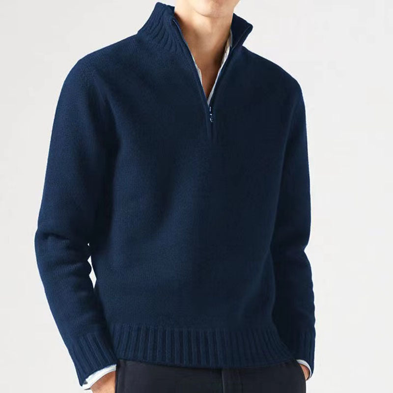 Bequemer und stilvoller Herrenpullover mit halbem Reißverschluss