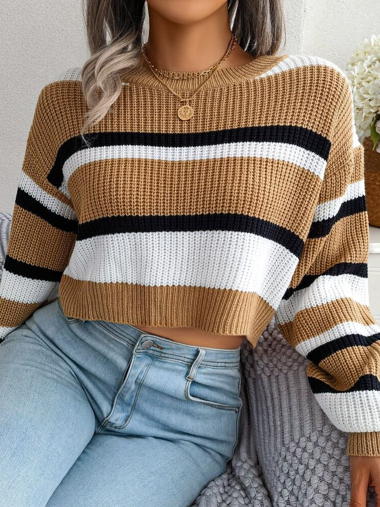 Cropped Pullover gestreift Damen