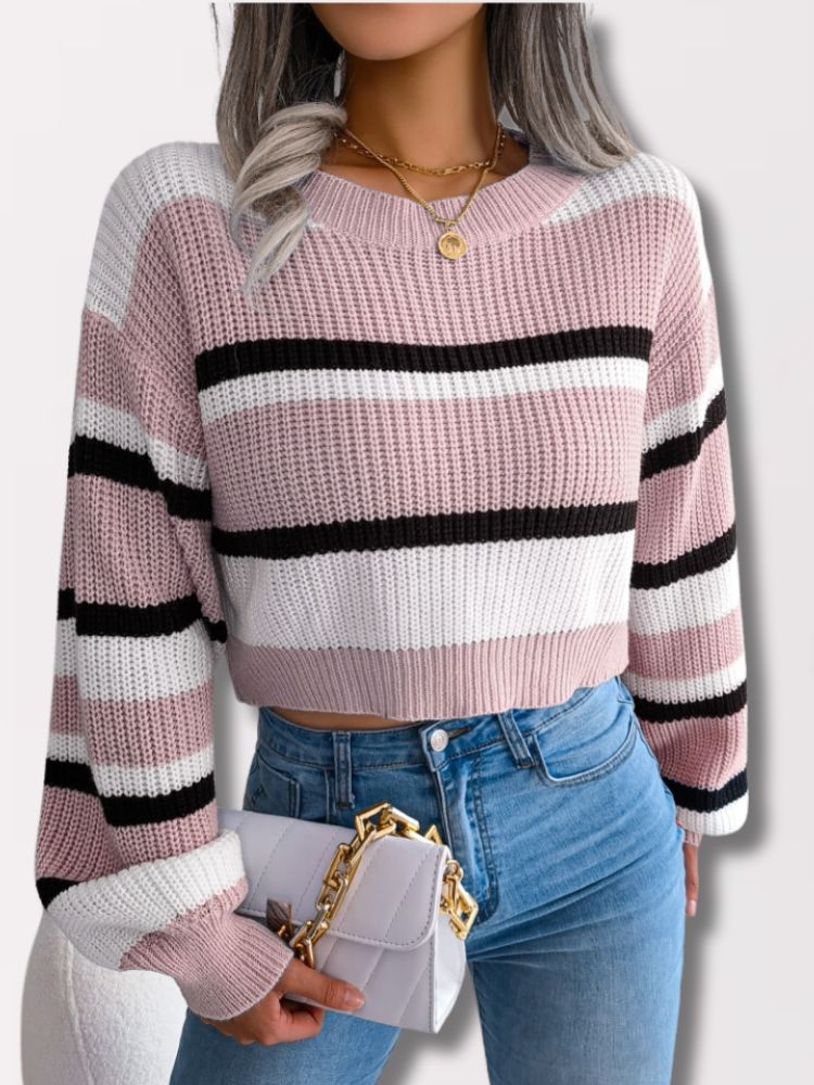 Cropped Pullover gestreift Damen