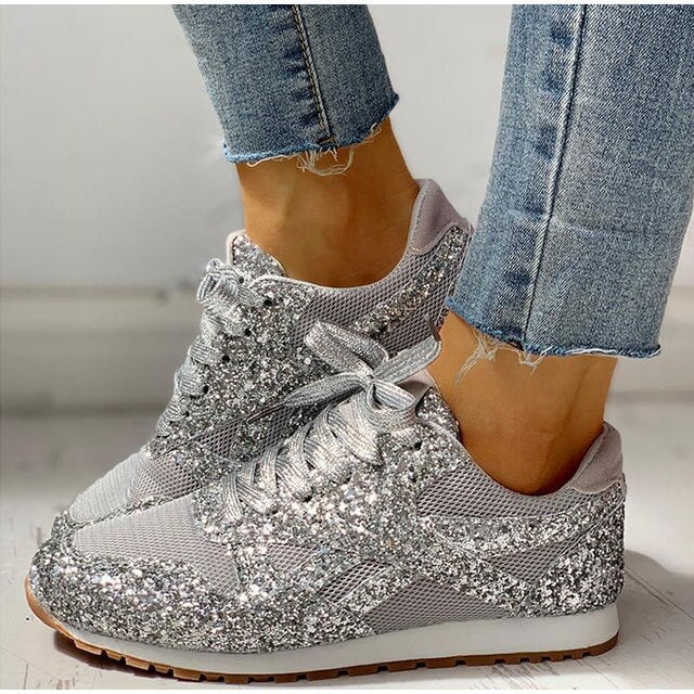 Funkelnde Damen-Sneaker mit Glitzereffekt für Freizeit und Alltag