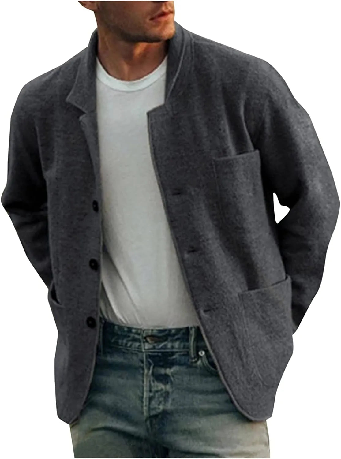 Herren Casual Blazer mit Knöpfen und aufgesetzten Taschen