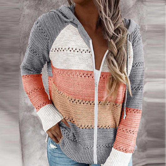 Damen Kapuzenstrickjacke