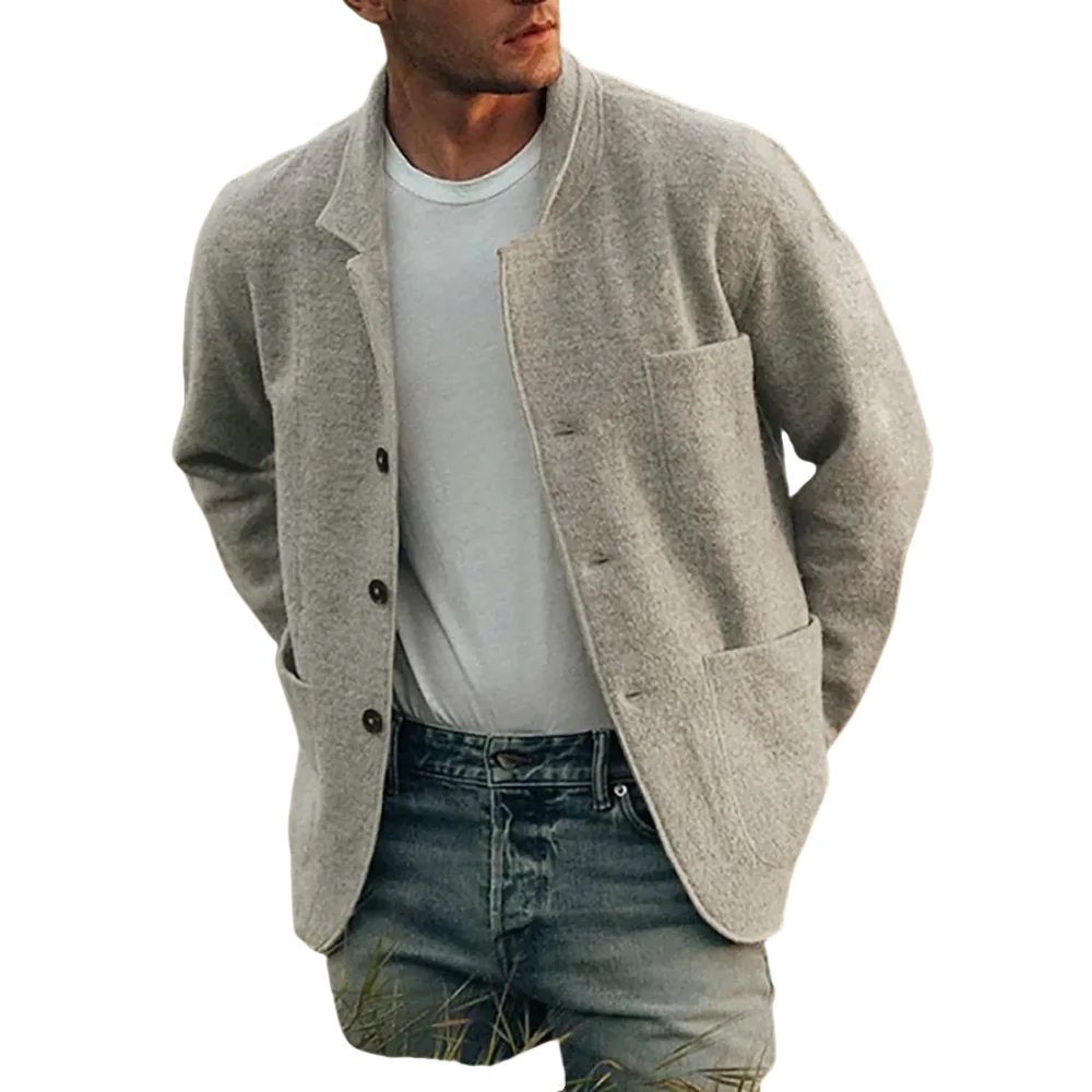 Herren Casual Blazer mit Knöpfen und aufgesetzten Taschen