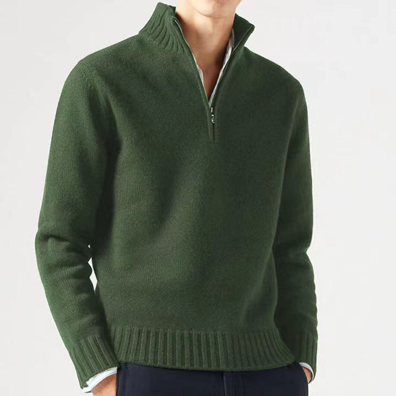 Bequemer und stilvoller Herrenpullover mit halbem Reißverschluss