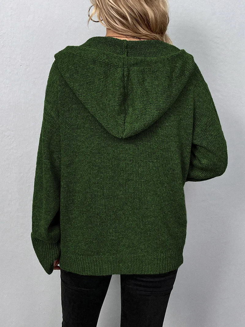 Gestrickter Damen Kapuzen-Cardigan für Alltag und Freizeit