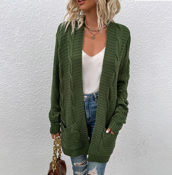Damen Strickjacke Frühling Oversize mit Taschen aus Baumwollmischung