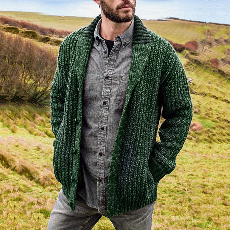Herren Strickjacke im Grobstrickdesign für Herbst und Winter