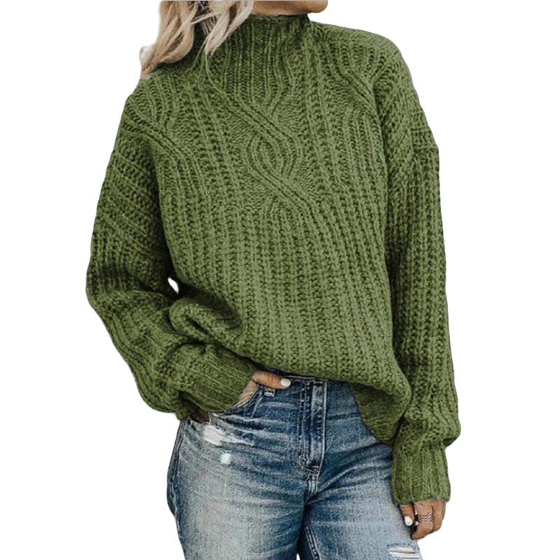 Damen Grobstrickpullover Rollkragen Winter