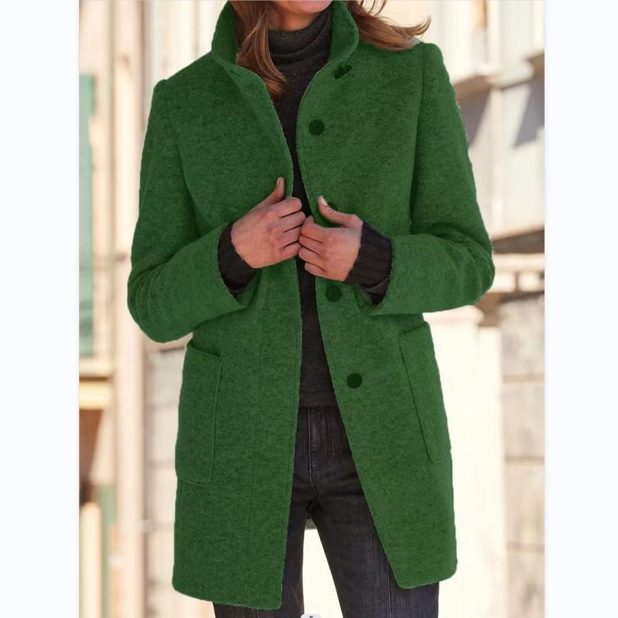 Klassischer Damen-Wollmantel mit Retro-Knopfverschluss
