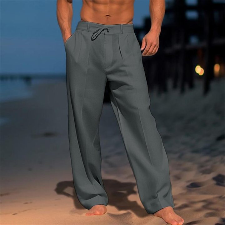 Herren Leinenhose in Unifarbe für Urlaub und Strand