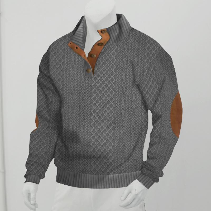 Herren Outdoor Strickpullover mit Stehkragen und Jacquardmuster