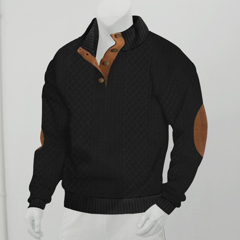 Herren Outdoor Strickpullover mit Stehkragen und Jacquardmuster