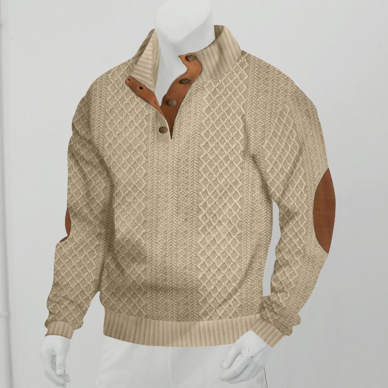 Herren Outdoor Strickpullover mit Stehkragen und Jacquardmuster