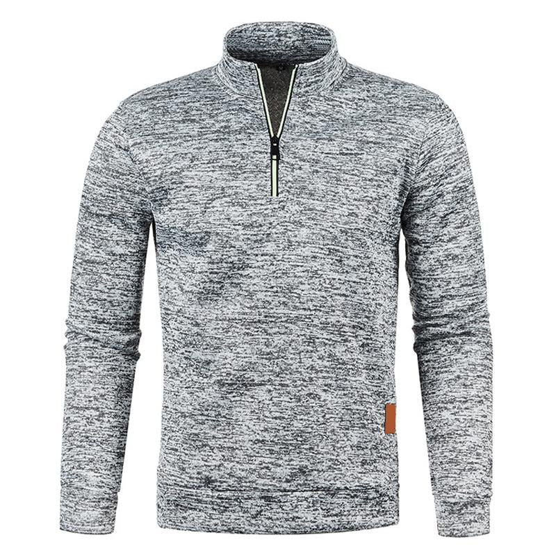 Herren Strickpullover mit Reißverschluss und Stehkragen