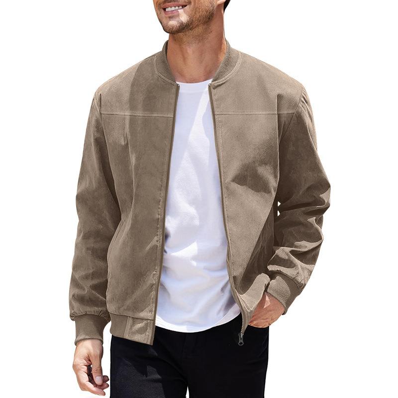 Herren Übergangsjacke Wildleder Look mit Stehkragen
