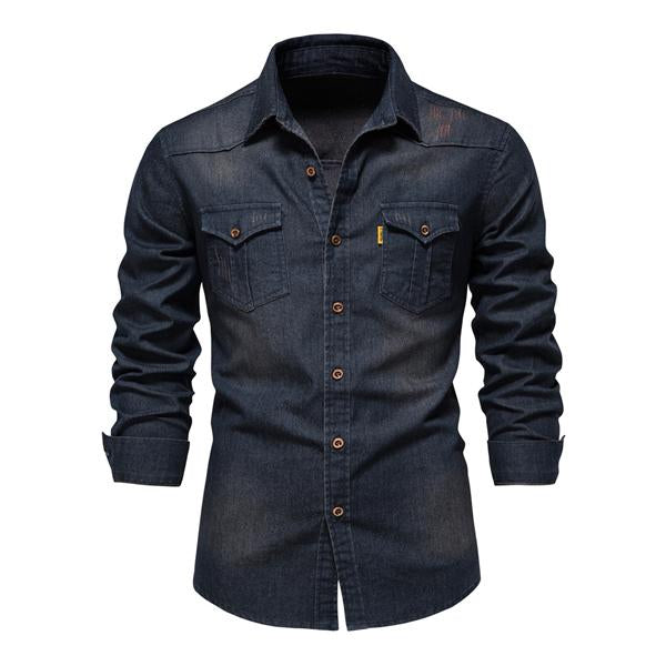 Herren Vintage Denimhemd mit Knopfleiste