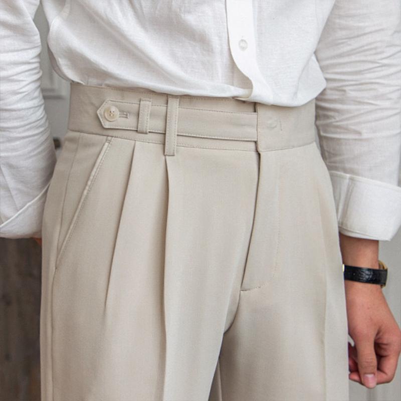 Herren Anzughose mit hohem Bund und geradem Bein im britischen Stil