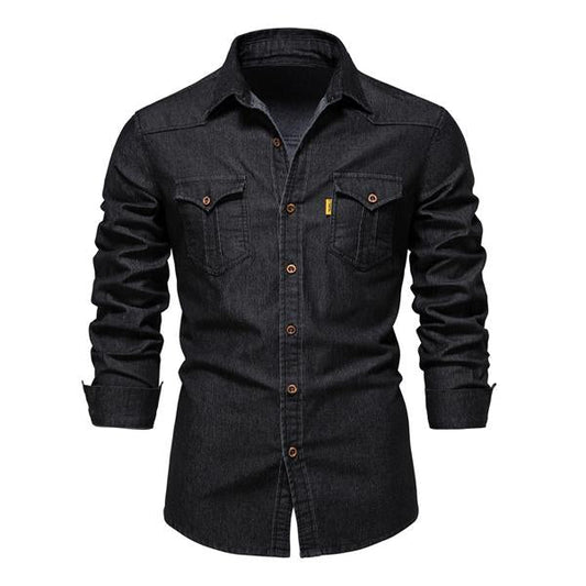 Herren Vintage Denimhemd mit Knopfleiste